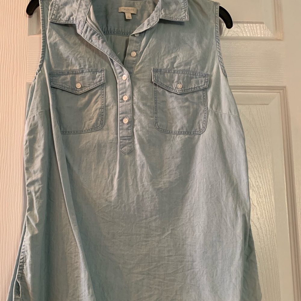 Talbots denim sleeveless top
